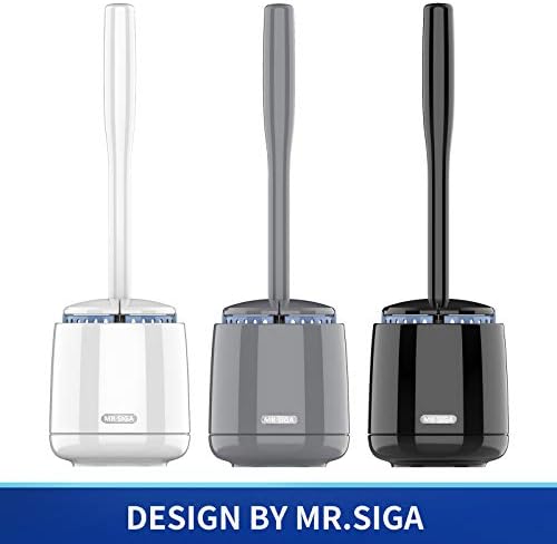 MR.SIGA Toilet Bowl Brush and Holder, Sturdy Long Handle, Gray, 1 Pack