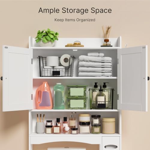 Ahomly Over The Toilet Storage Cabinet, 32.3" W x 70.3" H, White