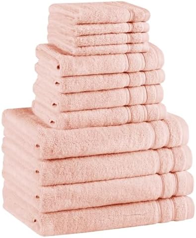 Comfort Spaces 12 Pc Towel Set, 100% Cotton Zero Twist, Blush