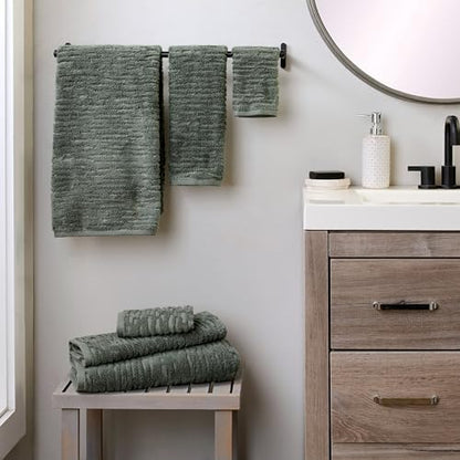 SKL Home CloudSoft Bath Towel Set, 6-Piece, 100% Cotton Luxury, Green Pine