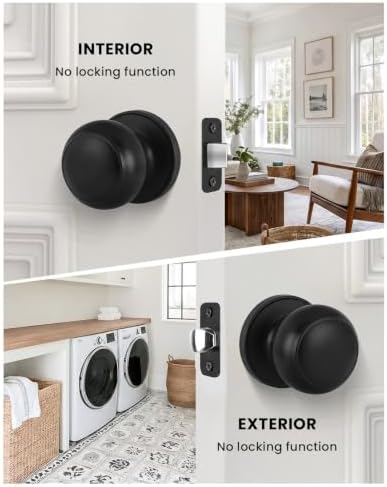Haidms 6 Pack Matte Black Passage Door Knobs, Black Closet Door Knobs,Passage Doorknobs Interior for Closet or Hall, Hallways