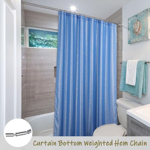 Sky Blue Glitter Shower Curtain: Waterproof Washable Quick Dry, 72Lx72W