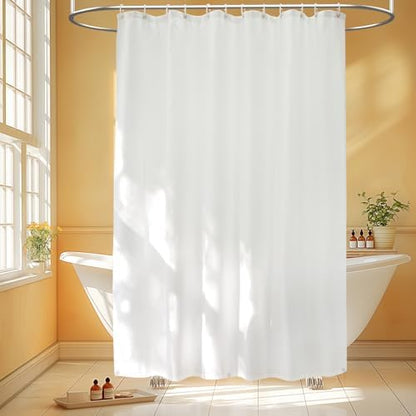 Seenus 74 inch Long Cloth Shower Curtain Liner with 3 Weighted Magnets, 72'' x 74'' Waterproof Fabric Shower Liner Washable, Neutral White Lightweight Bathroom Shower Curtain Hotel Quality