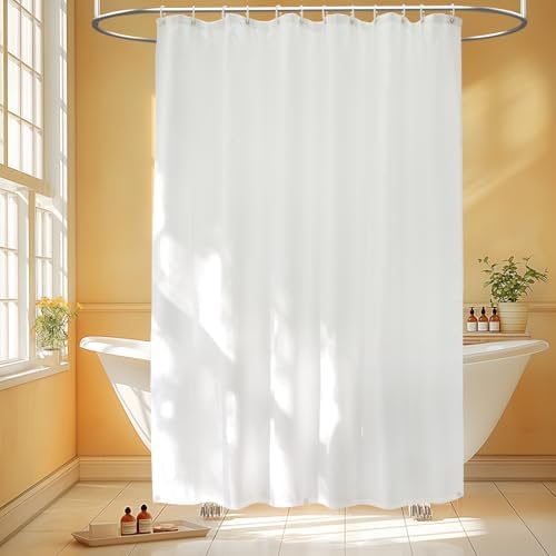 Seenus Waterproof Fabric Shower Curtain Liner Extra Tall 96 Inch with 3 Weighted Magnets, White Cloth Shower Liner Washable, 72'' x 96'' Extra Long Shower Curtain Lightweight for Bathroom