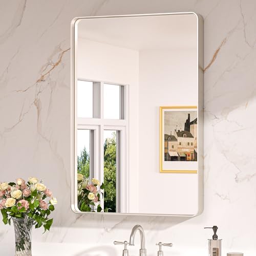 Keonjinn 24 x 36 Inch Brushed Nickel Bathroom Mirrors for Over Sink