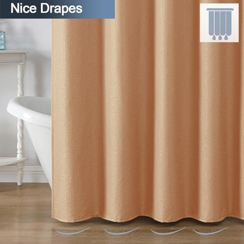 OWENIE Coral Stall Shower Curtain for Bathroom, 3D Embossed Textured Fabric Small Shower Curtain for Narrow Stall Size, Machine Washable Water Resistance, Hotel Style, 36" W x 72" L, Coral