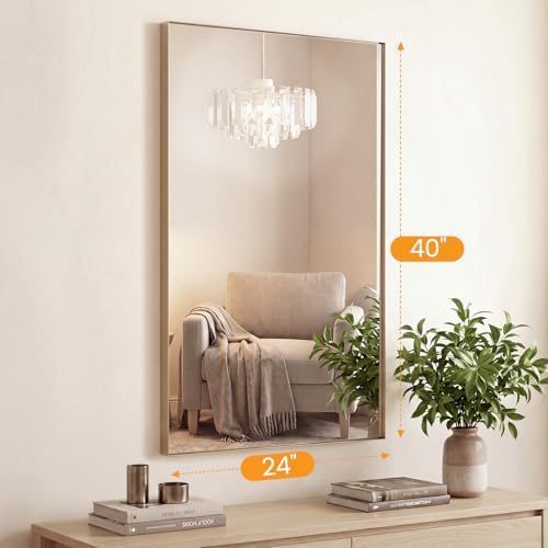 Sweetcrispy Gold Bathroom Mirrors for Over Sink, 24" x 40" Rectangle