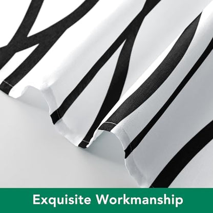 Fabric Modern Extra Long Shower Curtains for Bathroom-Black and White
