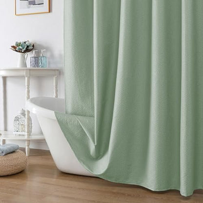 OWENIE Sage Green Shower Curtain for Bathroom 78 Inches Long, 3D Embossed Textured Fabric Farmhouse Shower Curtain Soft Cloth, Water Repellent, Machine Washable, Hotel Style, 72"W x 78"L, Sage Green