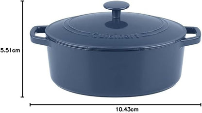 Cuisinart Chef's Classic Enameled Cast Iron Oval Covered Casserole (Provencial Blue, 5.5-Quart)