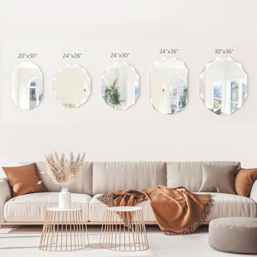 30x36 Inch Bathroom Mirrors for Over Sink, Round Frameless Mirrors for Wall