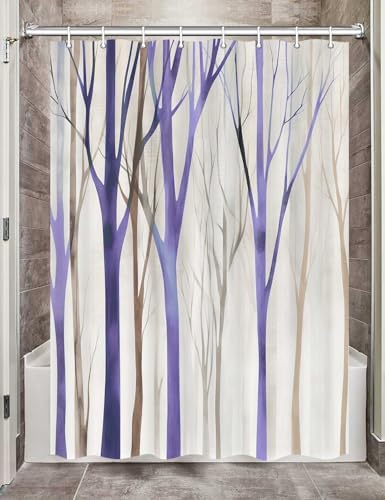 Birch Forest Abstract Shower Curtain Farmhouse Bathroom Decor 47X64 Inch