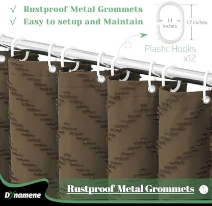 Dynamene Long Boho Farmhouse Shower Curtain Tufted Chevron 72"x78" Brown