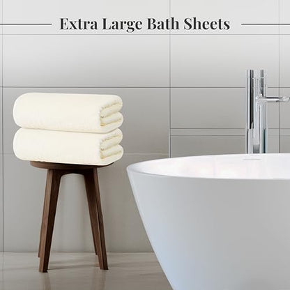 Tens Towels 2 Piece Extra Large Bath Sheets 35 x 70 Inches, Cream