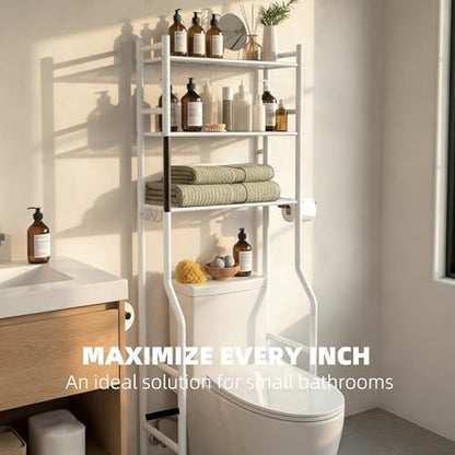 GloTika 3-Tier Over Toilet Storage, Anti-Tilt, 64" H, White