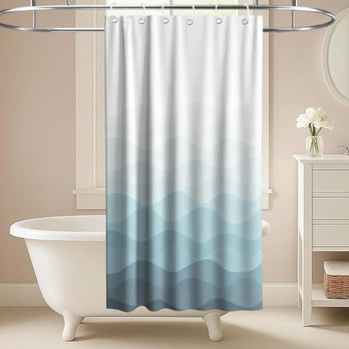 Modern Ocean Abstract Shower Curtain Striped Aesthetic Funky Minimalist