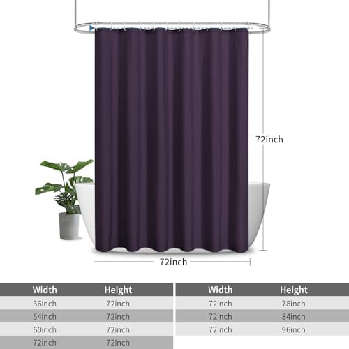 Waterproof Fabric Shower Curtain,No Liner Needed,72x72,Purple