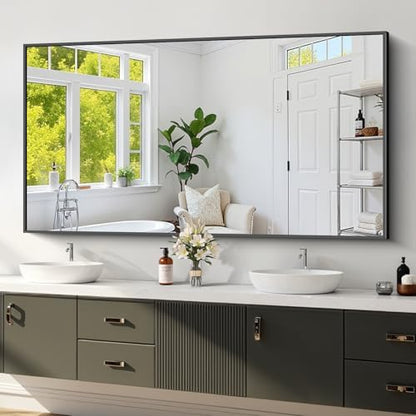Koonmi Black Bathroom Mirror for Over Sink,Metal Framed 30"x60" Wall Mirror