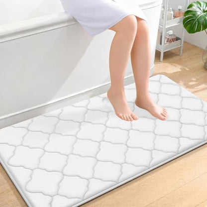 OLANLY Memory Foam Bath Mat Rug 44x24, Ultra Soft Bathroom Rugs, White