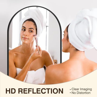 FICTOR 20" x 30" Arched Bathroom Vanity Mirror for Over Sink, Black