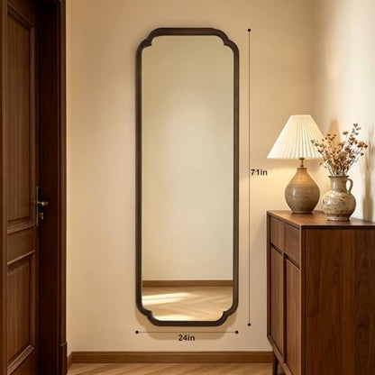 WallBeyond Full Length Mirror Wall Mounted 71"x24", Rustic Wooden Frame Floor Mirror, Large Full Body Mirror for Bedroom, Leaning or Hanging Against Wall (Walnut Solid Wood)