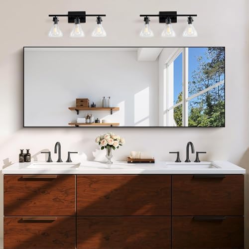 COFENY Black Bathroom Mirror for Wall, 24x60 Inch Rectangle Mirror with Metal Frame, Modern Vanity Mirrors for Bathroom Living Room, Entryway Hangs Horizontal or Vertical