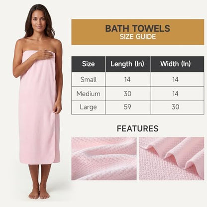 REDKISS 6 Piece Pink Towel Set, Extra Large Microfiber Bathroom Towels Set, 2 Bath, 2 Hand, 4 Washcloths, Super Soft, Highly Absorbent, Quick Dry Pink Towels for Bathroom, Gym, Spa & Hotel