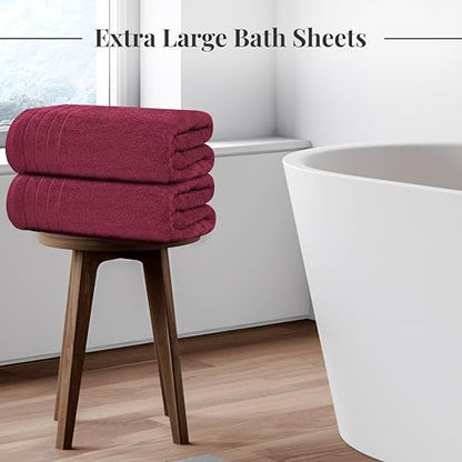 Tens Towels 2 Piece Extra Large Bath Sheets 35 x 70 Inches, Burgundy