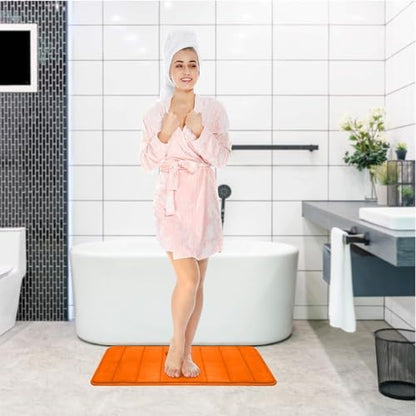 Orange Bathroom Rugs Extra Soft Memory Foam Bath Mat Sets 3 Piece Non Slip Absorbent & Dry Living Mat Sets Washable Bath Carpets with Toilet Rug,Bath Rugs for Bathroom,Tub,Shower,Kitchen,Bedroom
