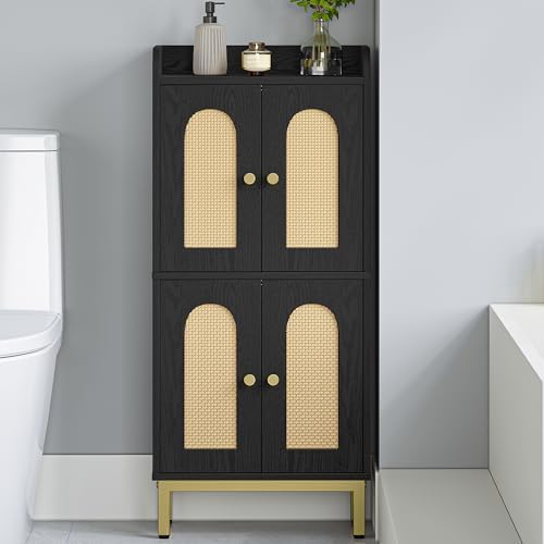 Hzuaneri Bathroom Cabinet, Small Storage Cabinet with 4 Doors