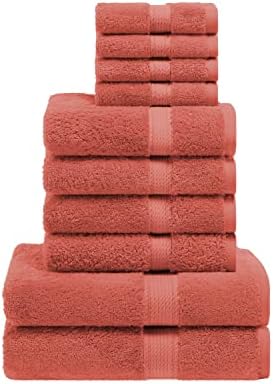 SUPERIOR Egyptian Cotton Ultra Plush & Absorbent, 10 Piece Set, Coral