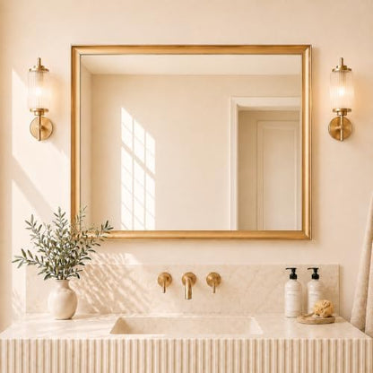 Brushed Gold Bathroom Mirrors for Over Sink 30x40 Inch