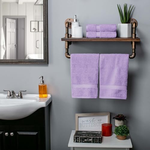 SUPERIOR Egyptian Cotton Plush & Absorbent, Hand Towel Set of 4, Purple