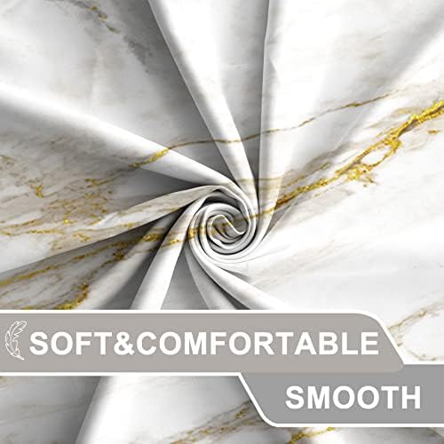 AWERT Abstract Minimalism White and Gold Ink Art Marble Shower Curtain for Bathroom Modern High Definition Printing Waterproof Shower Curtain with Hooks Bathroom Decor 72x84 inch