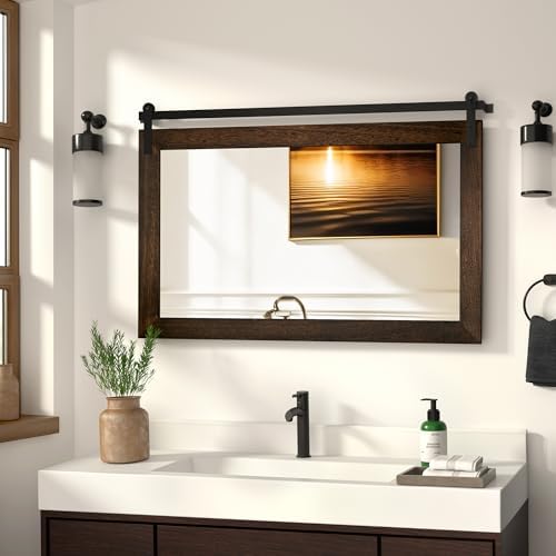 COGOOD Farmhouse Bathroom Mirrors for Over Sink - 26 x 41 Black Brown