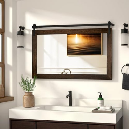 COGOOD Farmhouse Bathroom Mirrors for Over Sink - 26 x 41 Black Brown