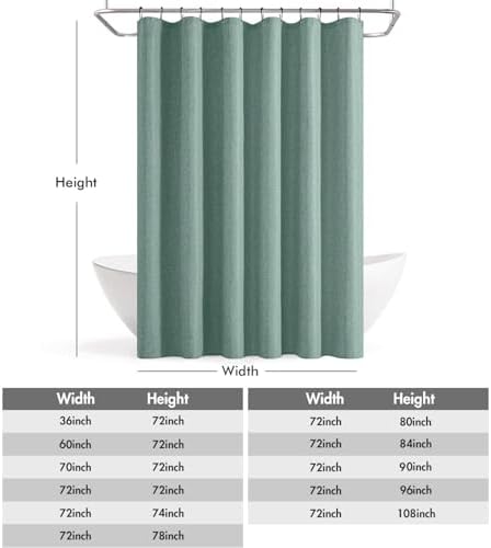 ANRODUO Teal Extra Long Linen Fabric Shower Curtain Set - W72xL108