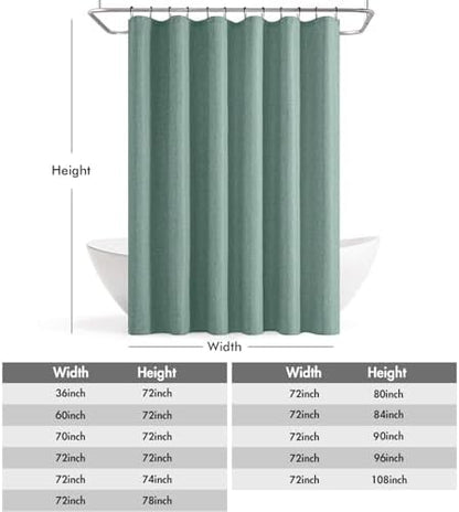 ANRODUO Teal Extra Long Linen Fabric Shower Curtain Set - W72xL108
