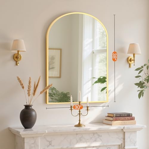 Sweetcrispy 38x30 Bathroom Mirrors for Wall, Arched Mirror for Over Sink