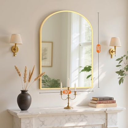 Sweetcrispy 38x30 Bathroom Mirrors for Wall, Arched Mirror for Over Sink