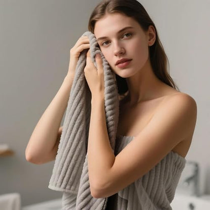 6 Piece Bath Towel Set, 30"x60" Microfiber Towels,Grey