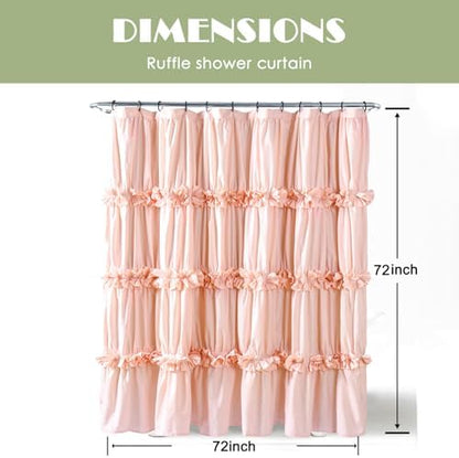 Homechoice Decor Peach Ruffle Shower Curtain for Master Bathroom