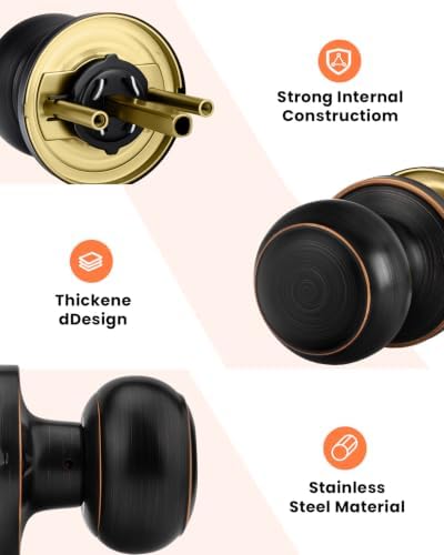 Haidms 6 Pack Oil Rubbed Bronze Passage Door Knobs, Bronze Closet Door Knobs, Passage Doorknobs Interior for Closet or Hall, Hallways