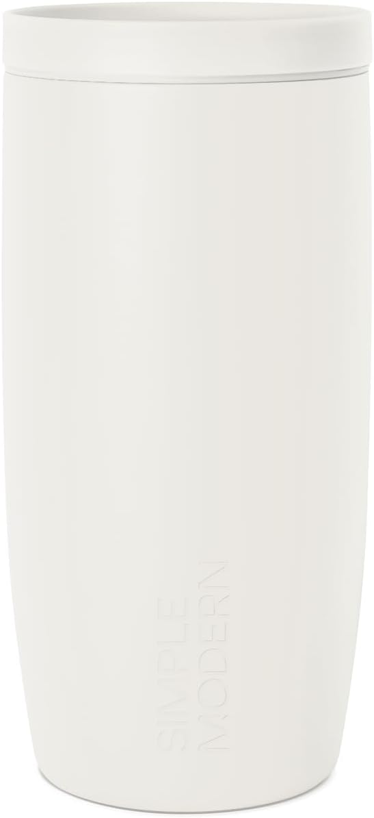 Simple Modern Travel Coffee Mug Tumbler with 360° Lid | Ceramic-Lined Insulated Stainless Steel Cold Brew Iced Coffee Cup | Gift for Women Men Her Him | Voyager Signature | 16oz | Cream