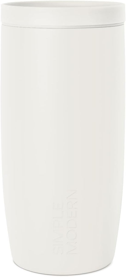 Simple Modern Travel Coffee Mug Tumbler with 360° Lid | Ceramic-Lined Insulated Stainless Steel Cold Brew Iced Coffee Cup | Gift for Women Men Her Him | Voyager Signature | 16oz | Cream
