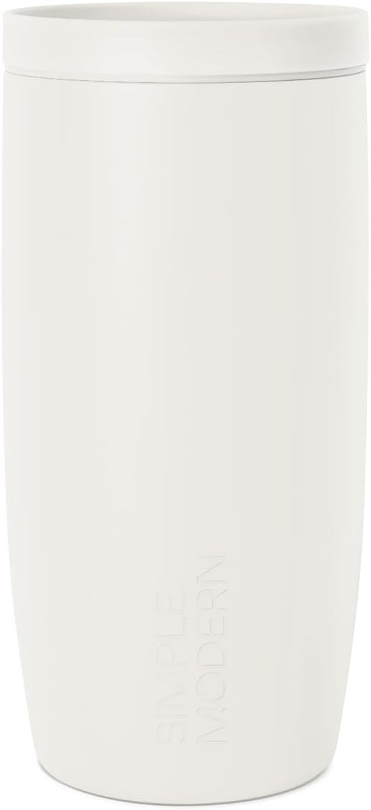 Simple Modern Travel Coffee Mug Tumbler with 360° Lid | Ceramic-Lined Insulated Stainless Steel Cold Brew Iced Coffee Cup | Gift for Women Men Her Him | Voyager Signature | 16oz | Cream