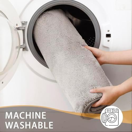 MINIDEAR Bathroom Rugs 47x17 Tan - Thick Memory Foam Bath Mat, Ultra Soft & Plush Fluffy, Non-Slip, Quick Dry, Absorbent Washable Floor Microfiber Mat for Tub, Home Decor Accessories