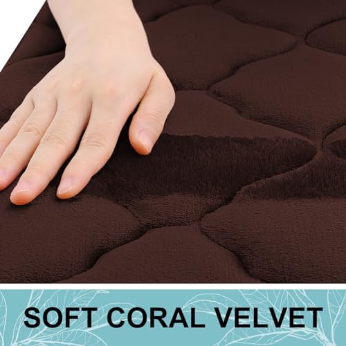OLANLY Memory Foam Bath Mat Rug 24x16, Ultra Soft Bathroom Rugs, Brown