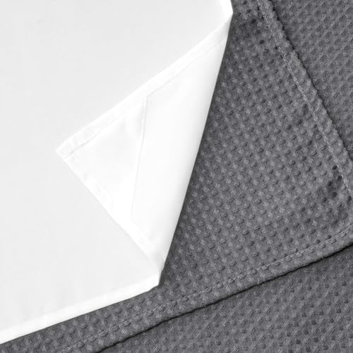 River Dream Heavyweight Waffle No Hook Shower Curtain with Liner,Gray,71x80