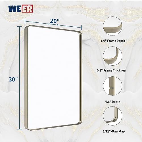 WEER Brushed Nickel Bathroom Vanity Mirror 20X30 Inch